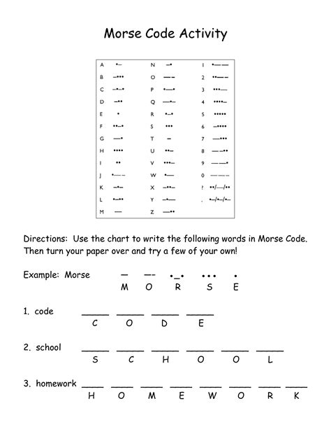 printable morse code worksheets printable world holiday