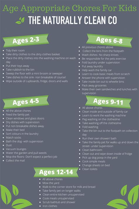 kids chores  age  naturally clean