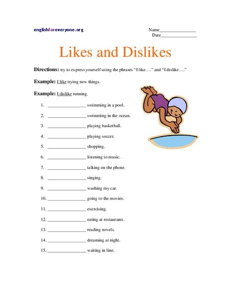 Likes And Dislikes Lesson Plans And Worksheets Reviewed By Teachers