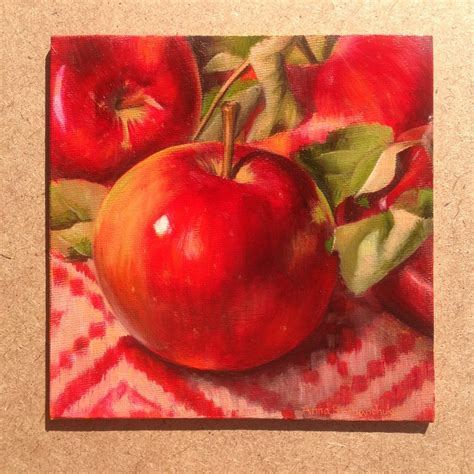 red apples oil paintings original art harvest apple  etsy
