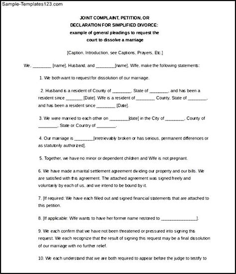 legal divorce letter template printable sample