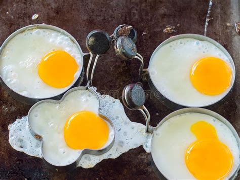 fried egg  heart form yolk stock photo image  close breakfast