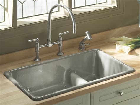 kohler    irontones smart divide kitchen sink white double bowl amazon canada