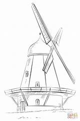 Windmill Moulin Supercoloring Molino Vuelta Vent sketch template