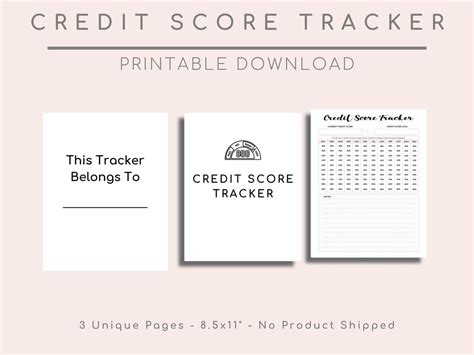 credit score tracker printable instant  etsy