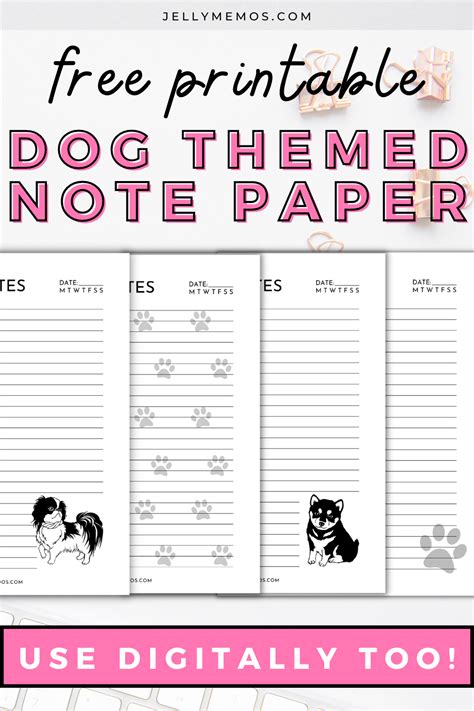 pin    printable dog themed note paper  pictures