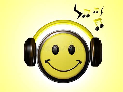 Smiley Listening Music Stock Illustration Illustration Of