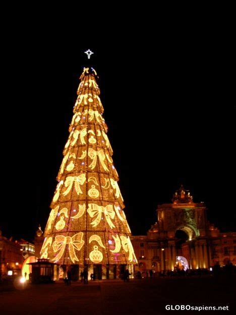 lisbon portugal christmas tree  praca  comercio globosapiens