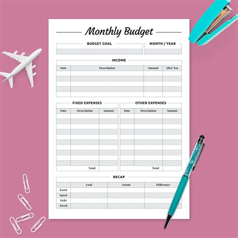 monthly budget monthly budget printable budget planner template