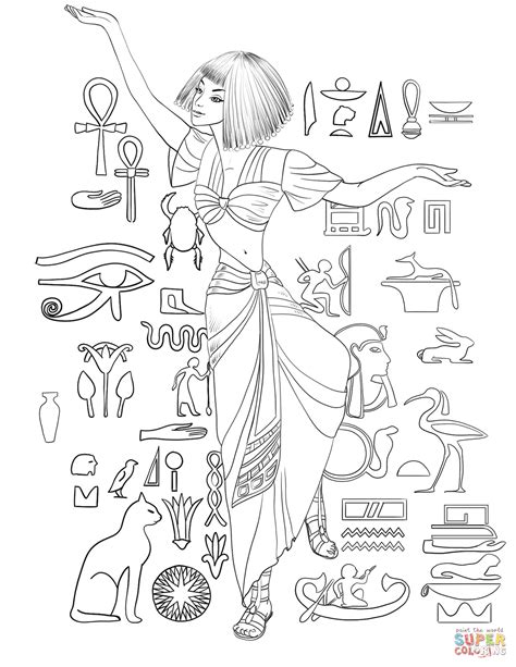 gambar ancient egyptian girl dancing coloring page  printable click
