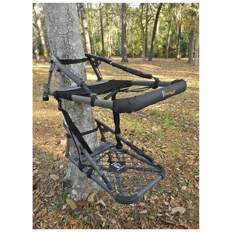olman  drone  hex drive climber tree stand black  climbing tree stands