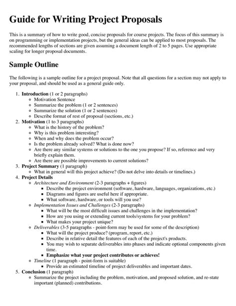 guide  writing project proposals