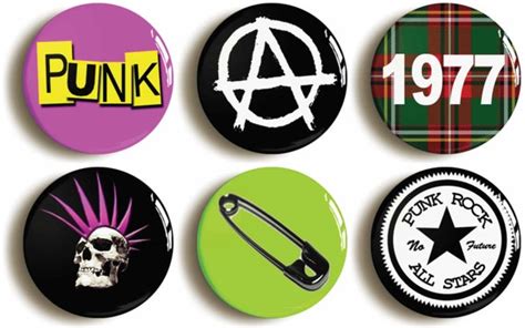Set Of Six Punk Rock Badges Buttons Pins Anarchy By Pinitonbadges