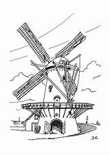 Windmolens Kleurplaten Windmills Windmill Kleurplaat Holland Erstellen Kalender sketch template