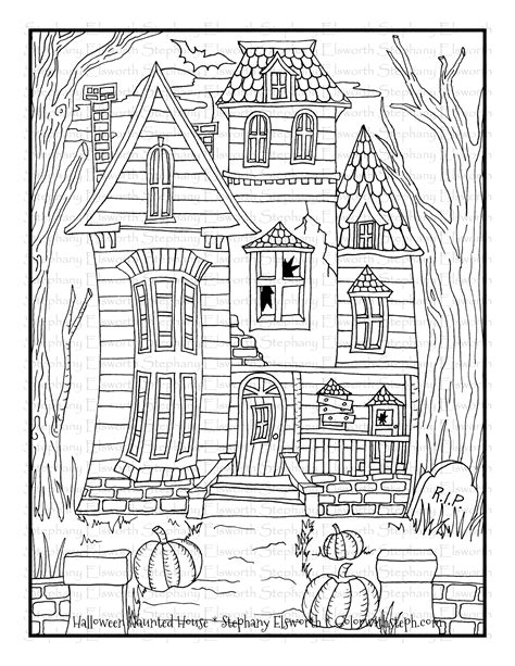 halloween haunted house  printable coloring page  halloween