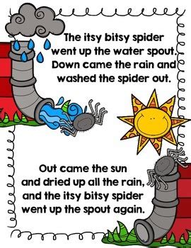 itsy bitsy spider nursery rhyme literacy math  craft tpt