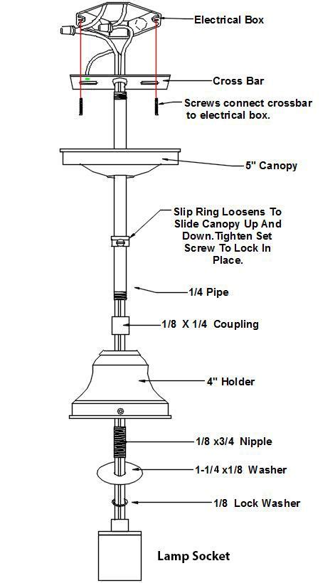 hang  glass shade   pole type fixture grand brass lamp parts llc