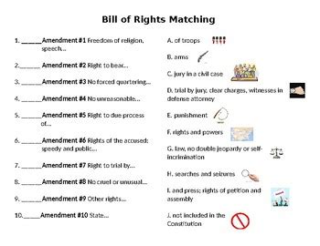 bill  rights printable worksheets worksheets