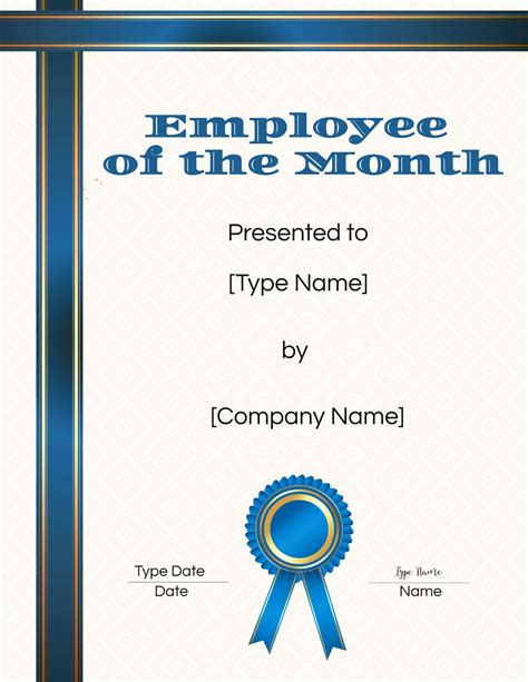employee   month certificate template customize