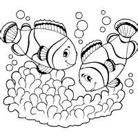 clipart  outlined happy fish playing underwater royalty