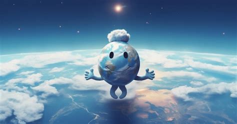 premium ai image    smiling face   planet  clouds