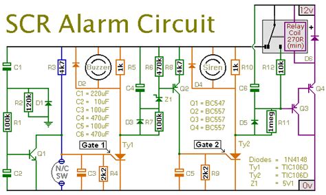 expandable scr based burglar alarm circuit diagram  instructions