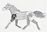 Paarden Zentangle Paard Efie Kwok Moeilijk Voorbeeld Downloaden Uitprinten sketch template