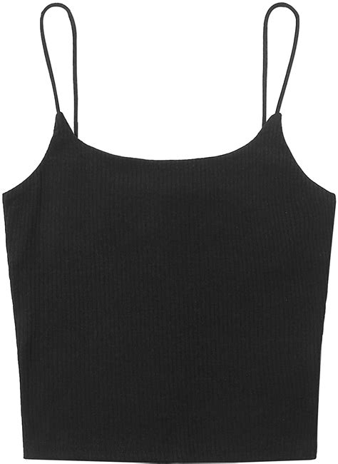 shein women s summer basic sleeveless strappy camisole rib black size