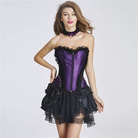 Purple Black Floral Lace Victorian Corsets And Bustiers Sexy