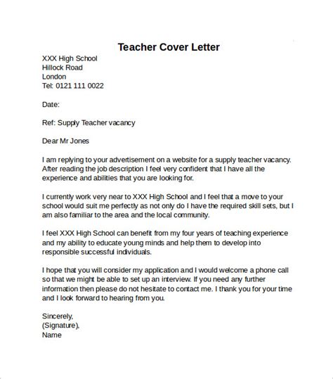 cover letter sample  teacher cover letter  cover