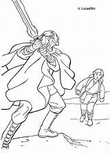 Coloring Pages Qui Jinn Gon Anakin Wars Star Color Print Hellokids Book sketch template