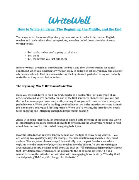 write  essay  beginning  middle    write