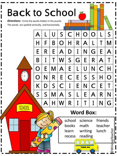 Back To School Word Search Easy By Windupteacher
