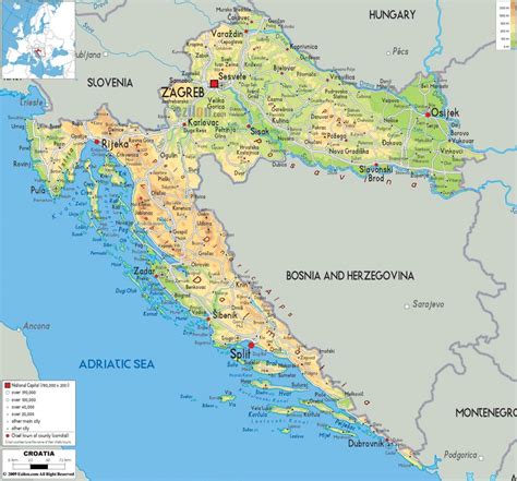 hrvatska karta hrvatske na karti juzna europa europa
