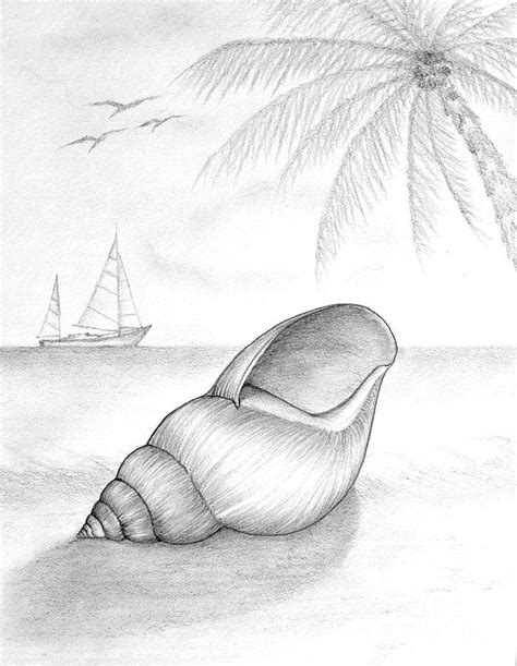 pencil drawing  beach scene  evelyn sichrovsky