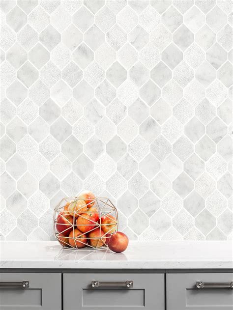 white geometric marble backsplash tile modern  marble tile   marble tile