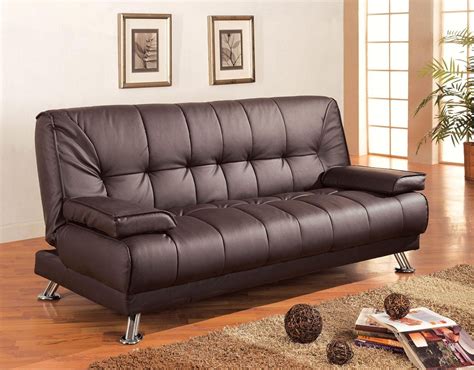 faux leather convertible sofa bed  removable armrests   coaster