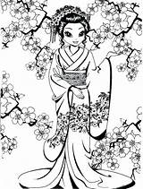 Coloring Pages Geisha Japanese Getcolorings Getdrawings sketch template
