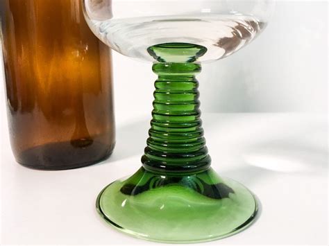 single vintage green stem wine glasses 1 schott zweisel style clear