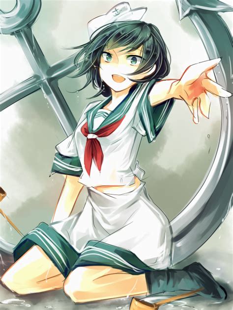 Safebooru 1girl D Anchor Anchor Symbol Aqua Eyes Black Hair Kozuki