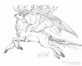 Drawing Peryton Mythical Creatures Creature Fantasy Drawings Animal Sketches Deer Wings Mythological Beautiful Earth Magical Mystical Fiegenschuh Emily Fabled Big sketch template