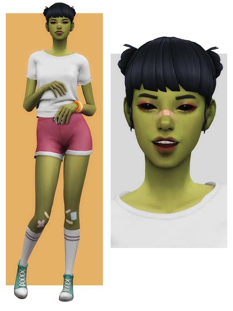 An Animated Image Of A Woman With Green Skin And Black Hair Wearing