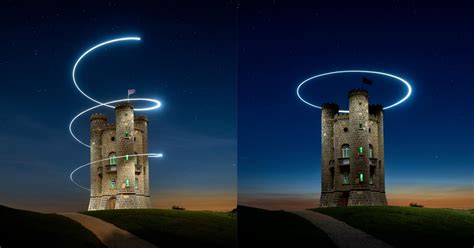 drone mounted led gorgeously illuminates photo   british tower petapixel