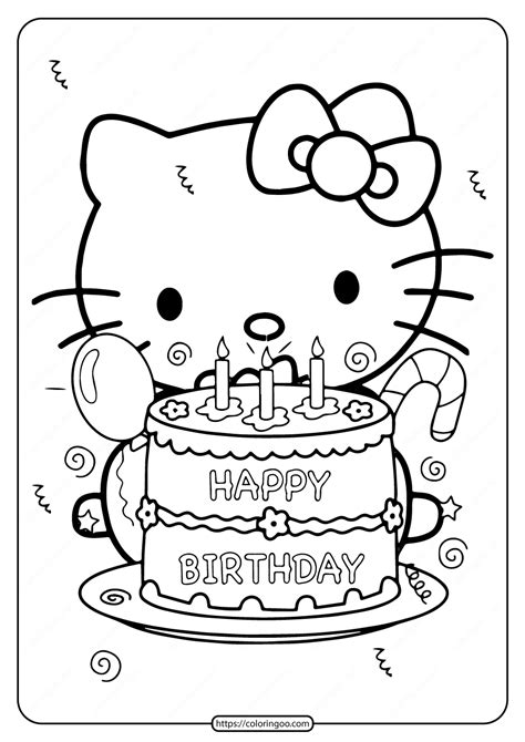 printable  kitty birthday party coloring page