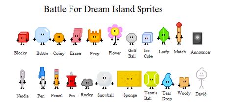 Bfdi Sprites Battle For Dream Island Know Your Meme