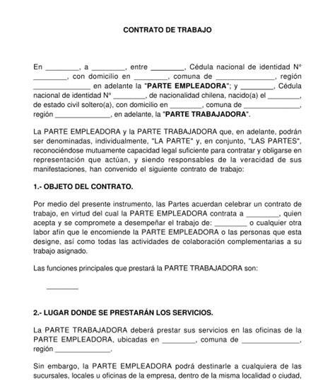 Contrato Individual De Trabajo Modelo Word Y Pdf