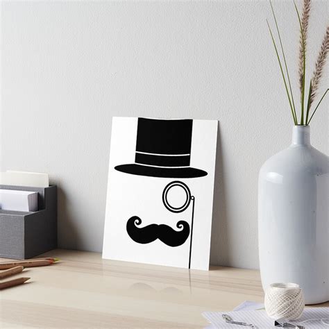 sir top hat monocle moustache gentleman art board print