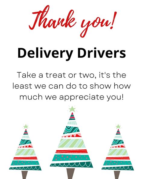 delivery drivers printable