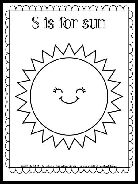 sun coloring page  printable   art kit