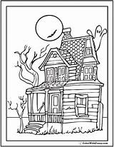 Coloring Halloween Old Pages House Moon Printable Color Trees Pdf Adult Sheets Fashioned Print Graveyard Getcolorings Getdrawings Colorwithfuzzy sketch template